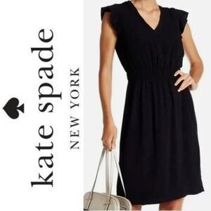 Kate Spade NY Fancy Meeting You (12) Black Crepe Flutter Sleeve Mini Dress